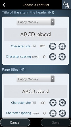 آپ ہر قسم کے متن کے لیے فونٹ بھی منتخب کر سکتے ہیں۔